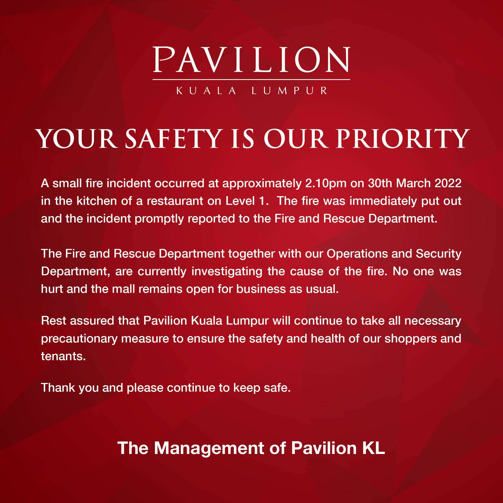 statement from Pavilion